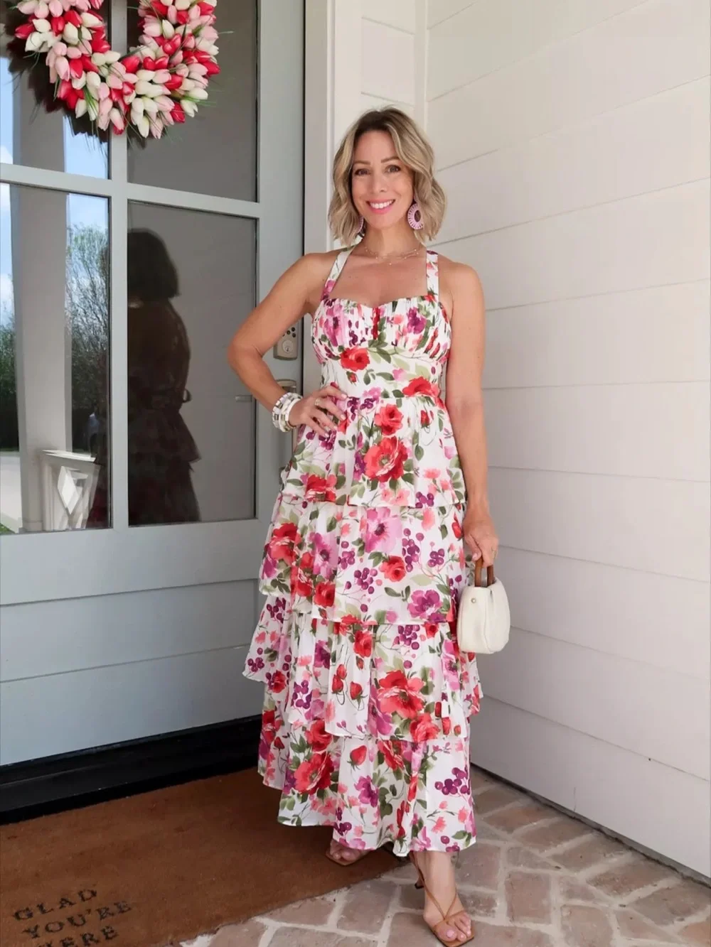 Abercrombie & Fitch NWT Floral Tiered Maxi Dress Cross Tie Back